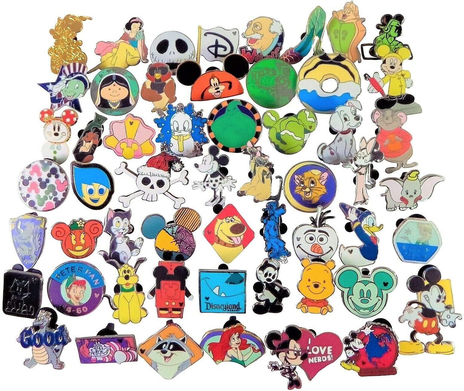 Pins 30 Assorted Pin Lot Enamel Pin Set No Doubles - Tradable Individually Bagged - for Pin Book - Trading Bag - No Stitch Rubber Mickey
