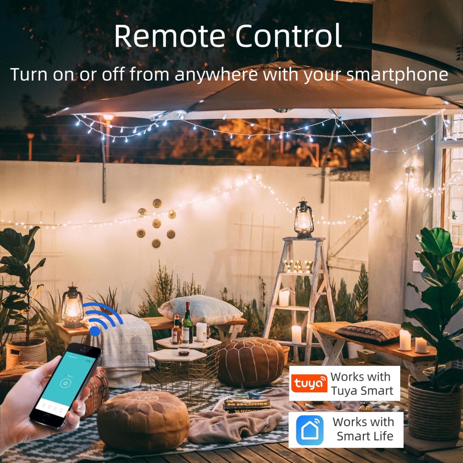 5GHz 2 4 GHz Outdoor Smart WiFi Plug Outlet IP44 15 Amps One Grounded Outlet Wireless Remote Alexa — view 4