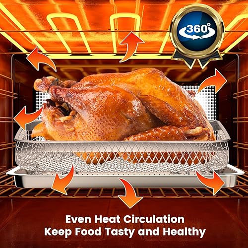 Miniatura 6 de Bandeja de repuesto para freidora de aire Cuisinart TOA-28 AFR-25, horno de convección para freidora de aire, 10.7 x 9.8 pulgadas, malla