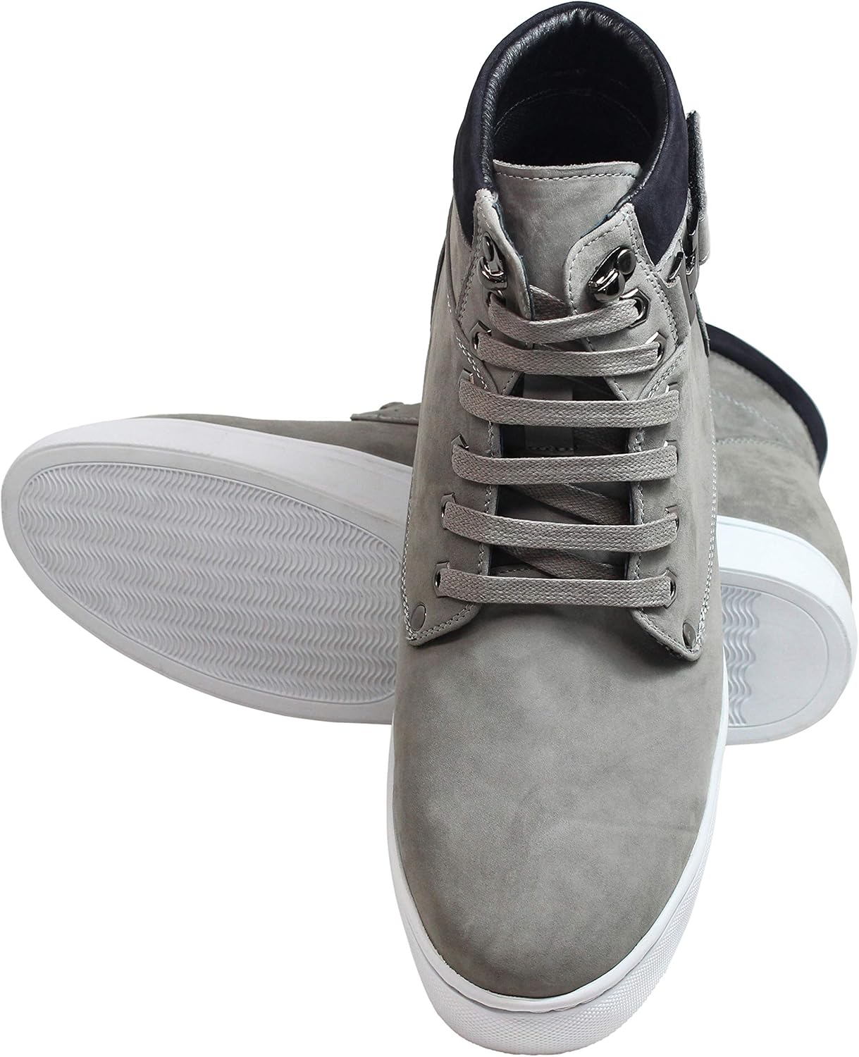CALTO Men's Invisible Height Increasing Elevator Shoes - Grey Nubuck Leather Lace-up Fashion Sneakers - 2.6 Inches Taller - T53120 - Size 6 D(M) US - Image 6