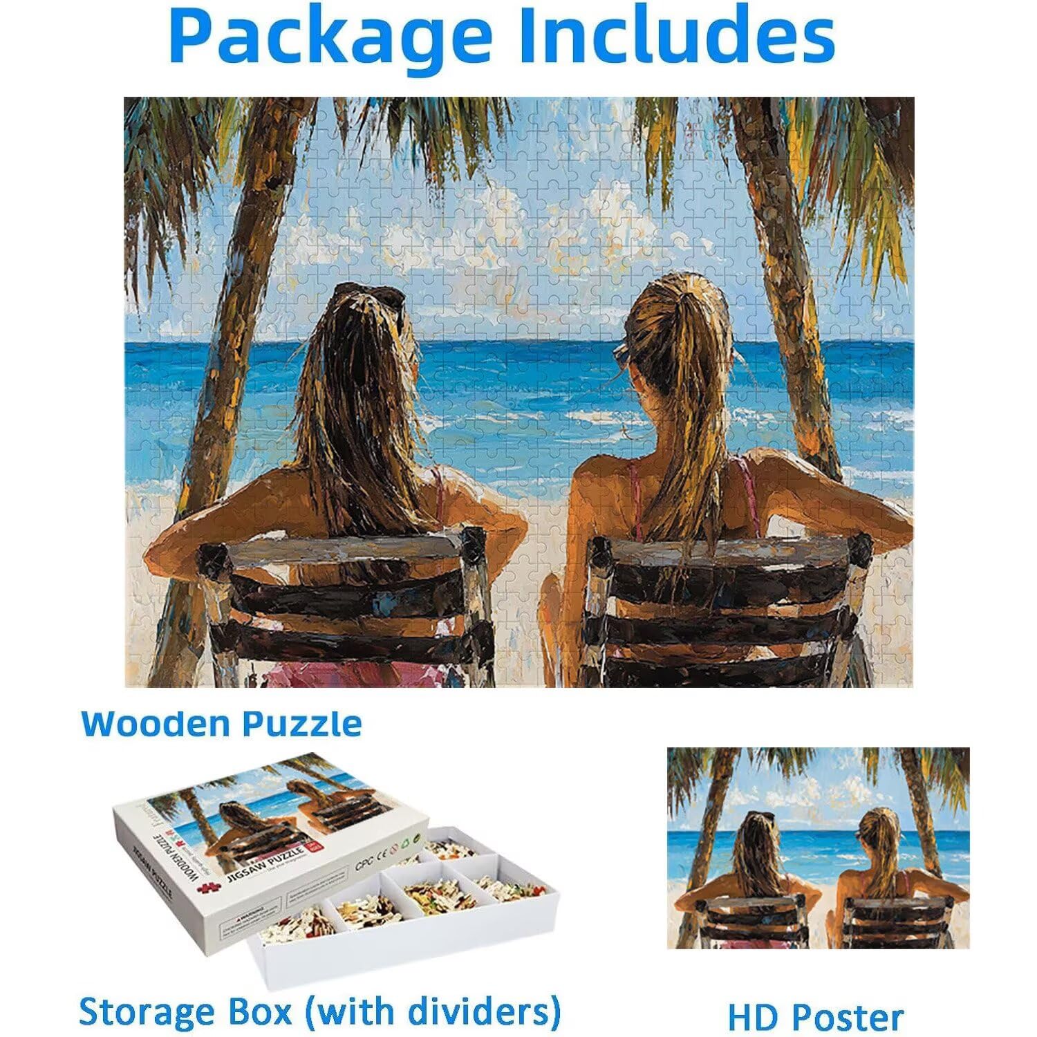 Puzzle 4000 elementów, puzzle dla dorosłych, wyzwanie puzzle, puzzle dla całej rodziny, napis na plecach, prezenty dla mężczyzn kobiet, temat: (kobieta plażowa) z-745