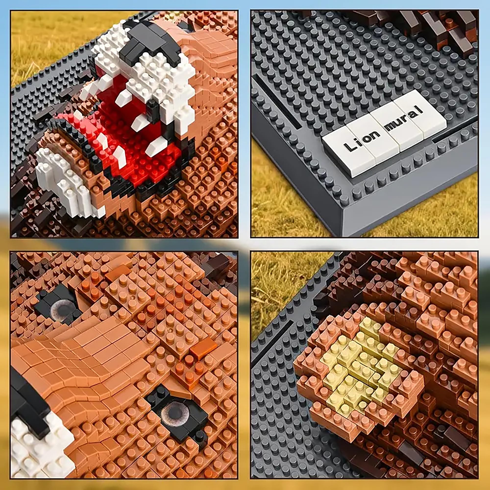 Juego de bloques de construcción 3D de león, 1889 piezas mini 3D en forma de animal león, decoración de pared única o pantalla de mesa, juguetes regalo para hombres y mujeres