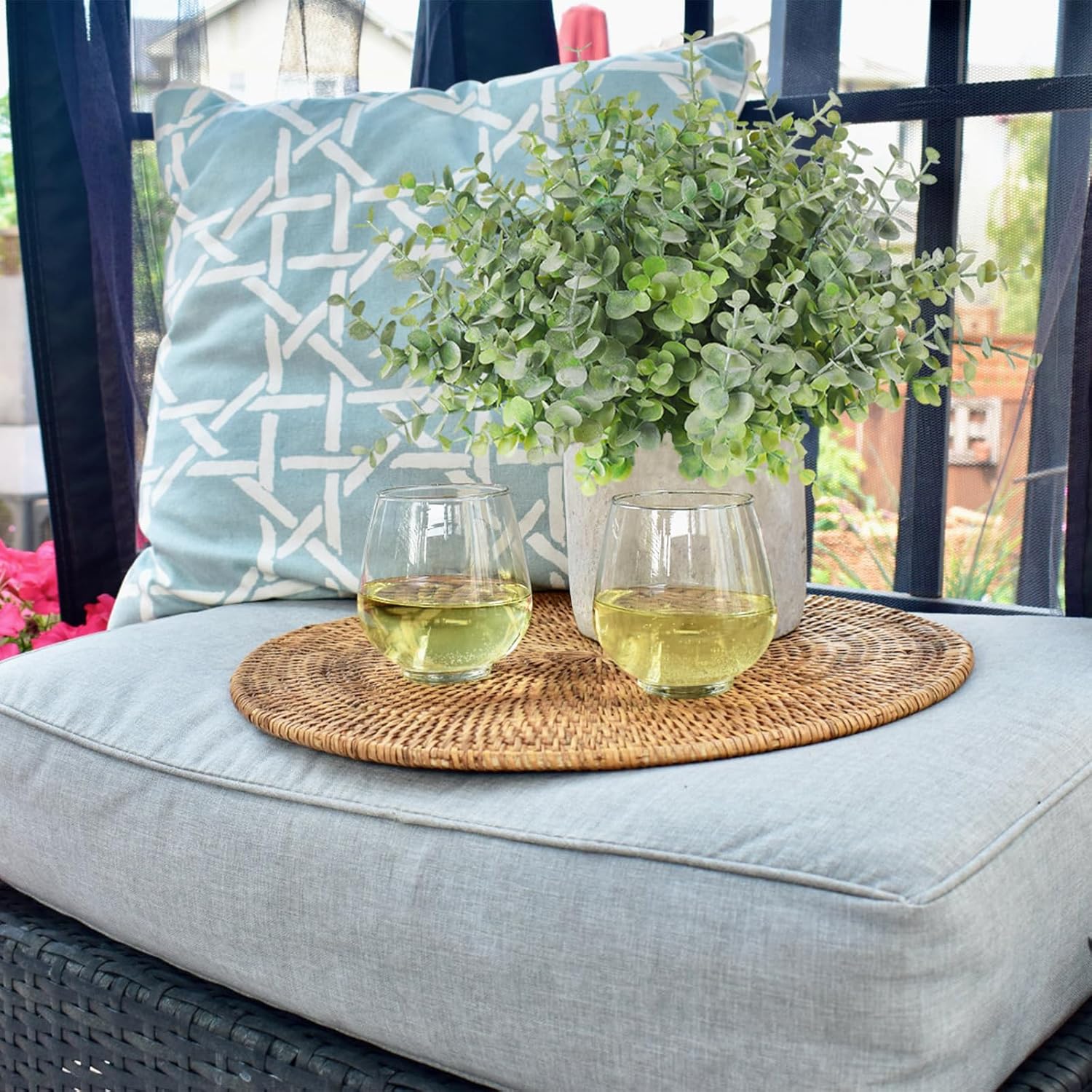 RECUTMS 20 Bundles Faux Eucalyptus Stems Artificial Plants Outdoor Faux Greenery for Outdoor Planters Boxwood Bushes for Farmhouse Bathroom Office Vase Centerpiece Indoor Outdoor Decor(Dusty Green)