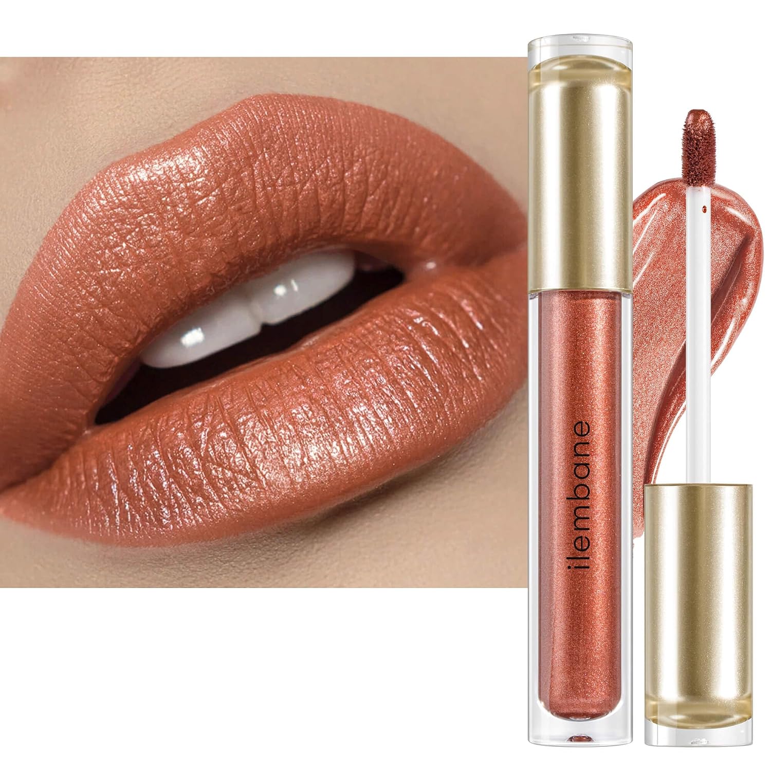 Brown Pink Metallic Liquid Lipstick – Waterproof & Long Lasting