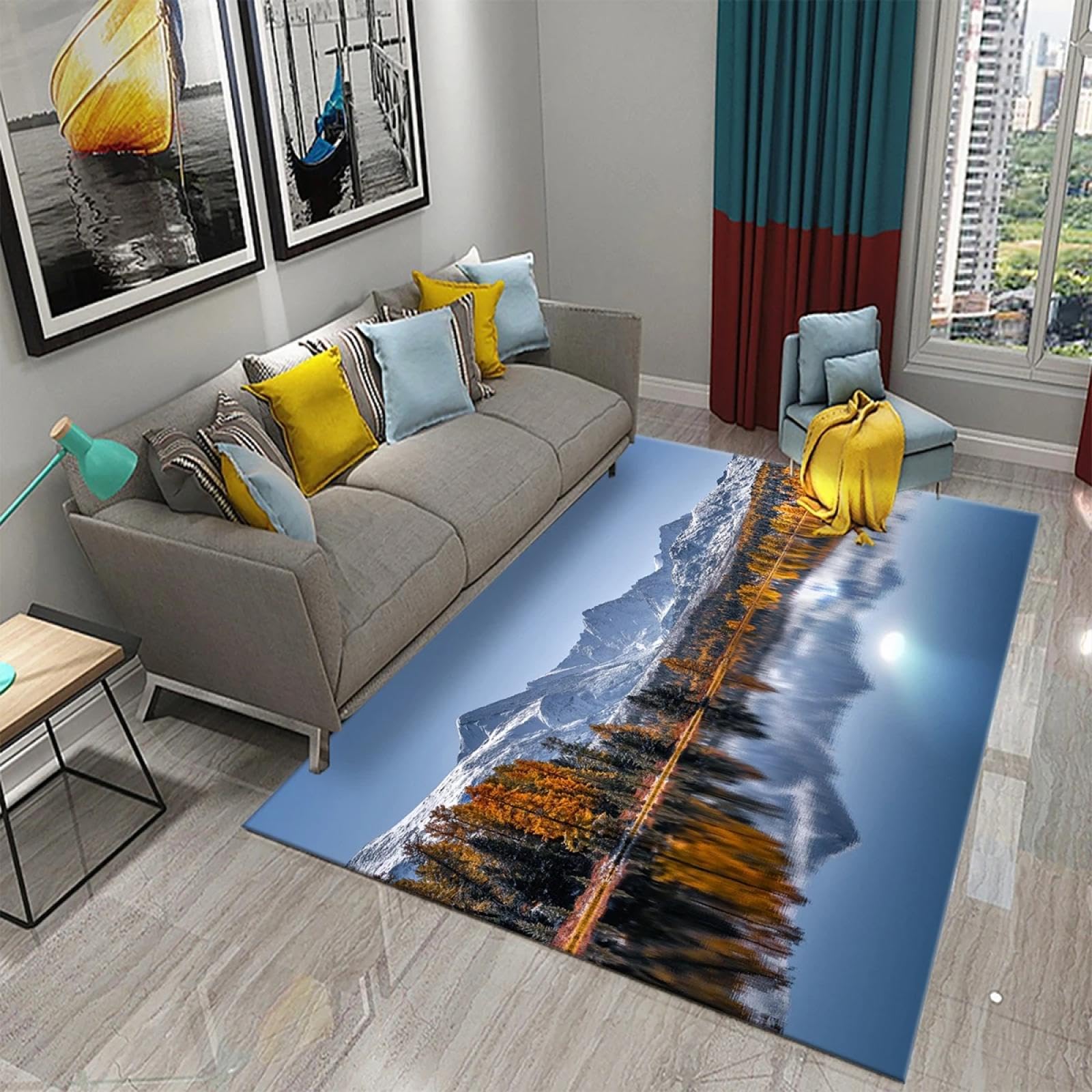 Tapis antidérapant montagne 50x80 cm lavable et sécurisé pour sol de cuisine