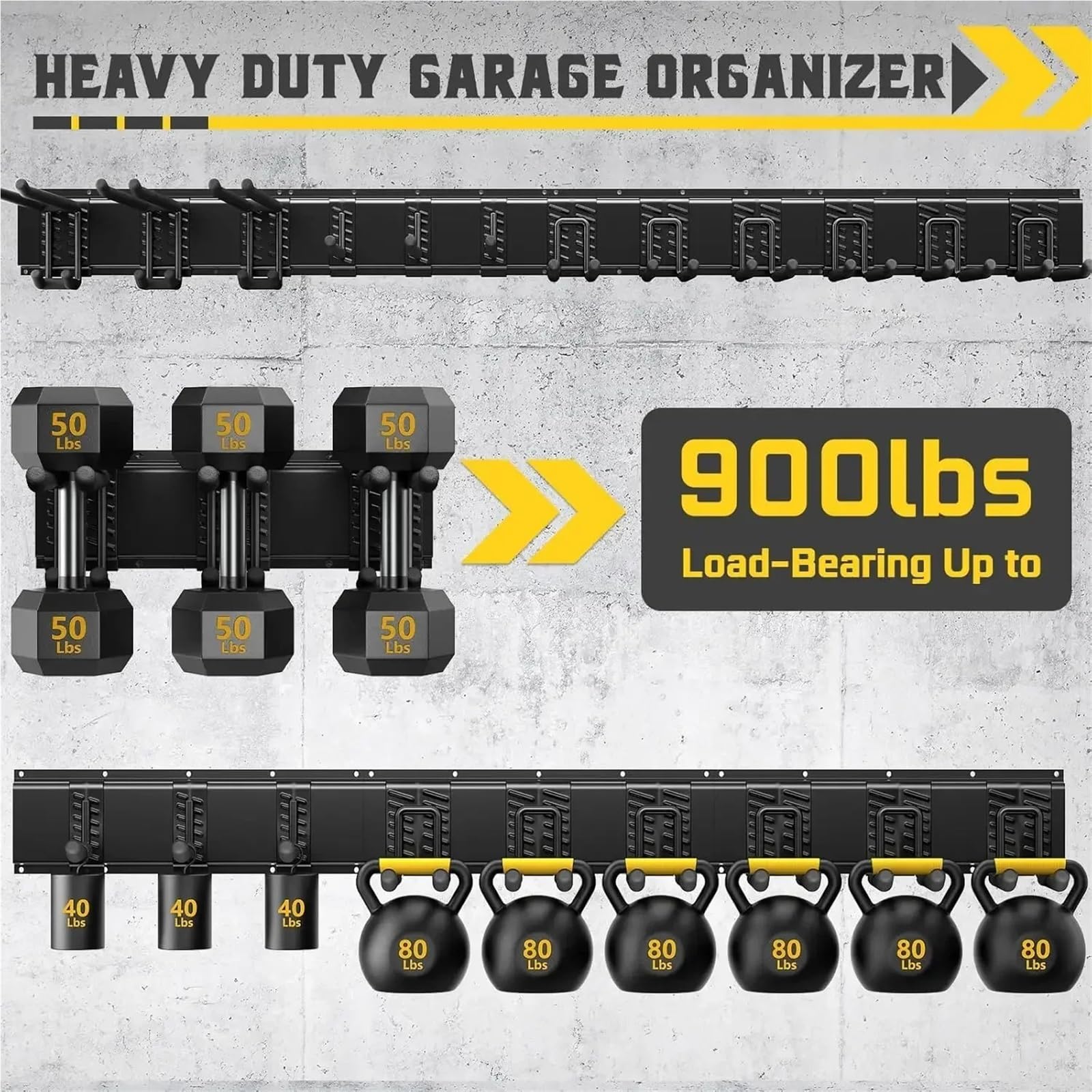 Support De Rangement Pour Outils Organisateur d'outils mural de garage en acier 64 po, 900 lb