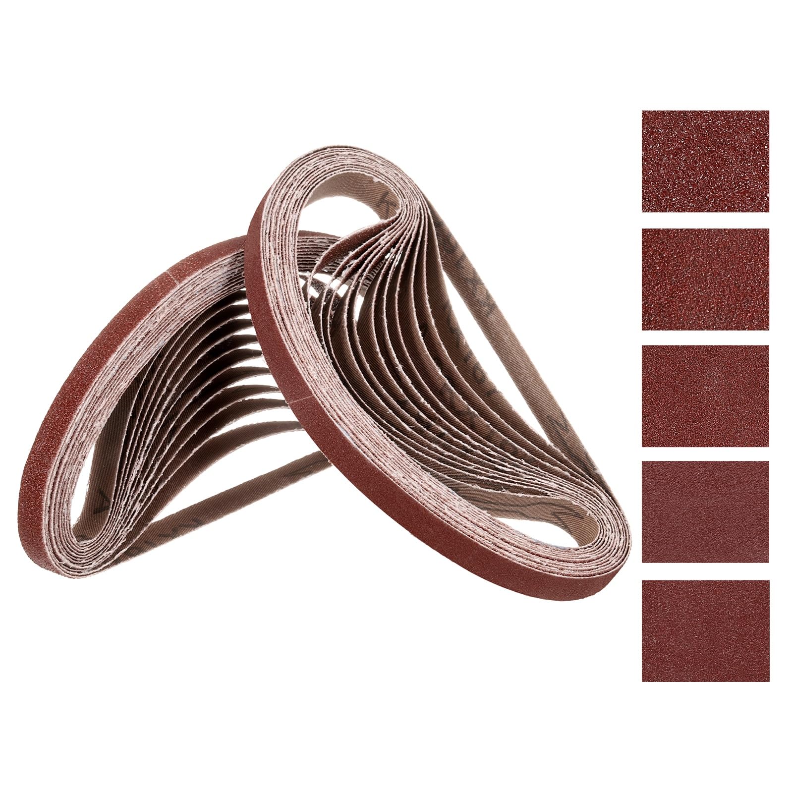 Kozelo 50 Pcs Sanding Belts 13mm x 457mm 60/80/120/180/240 Grit Aluminum Oxide Abrasive Sandpaper for Belt Sander Metal Grinding Wood Working Weld Rust Removal Deburring