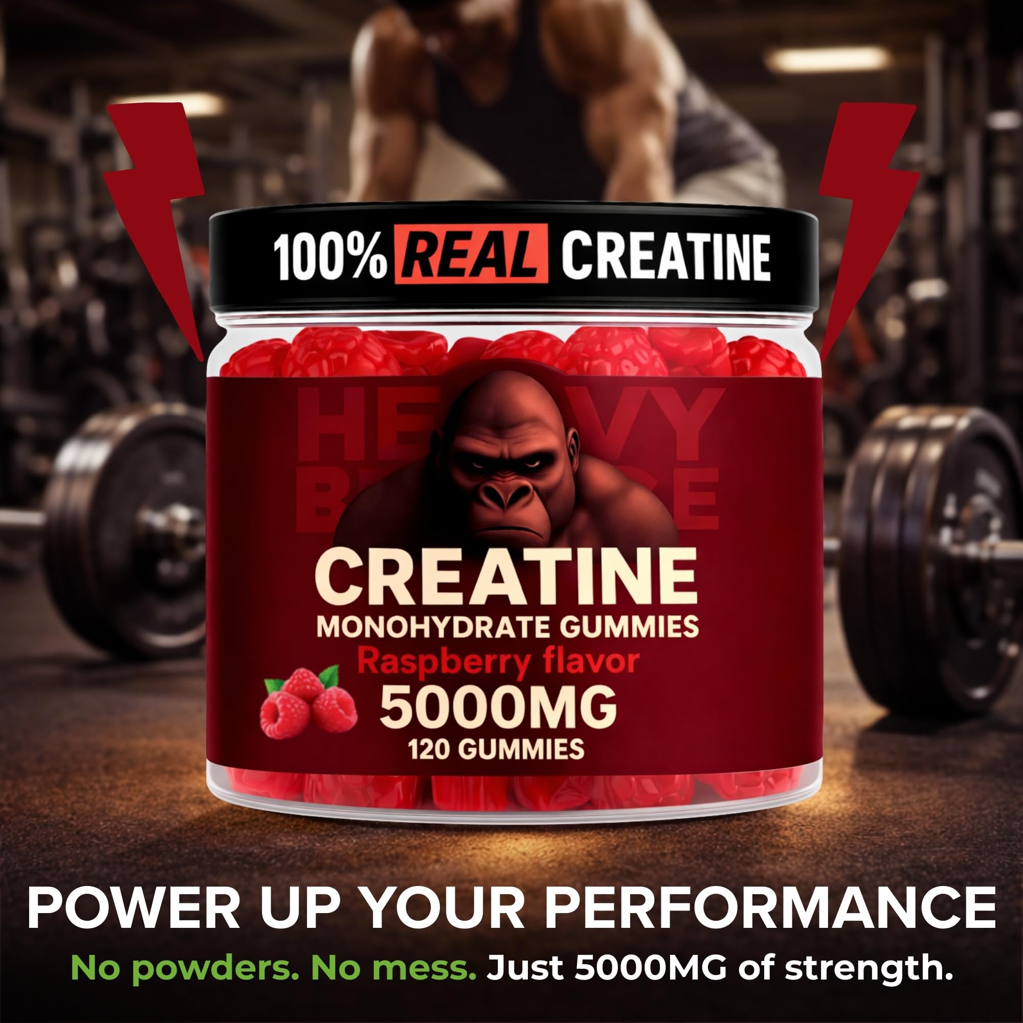 Creatine Monohydrate Gummies 5g Sugar Free Creatine with Vitamin B12 and L-Taurine | Muscle Growth for Men and Women | Low Calorie Formula 120 Gummies for 30 Servings, Raspberry — Amazon image 7