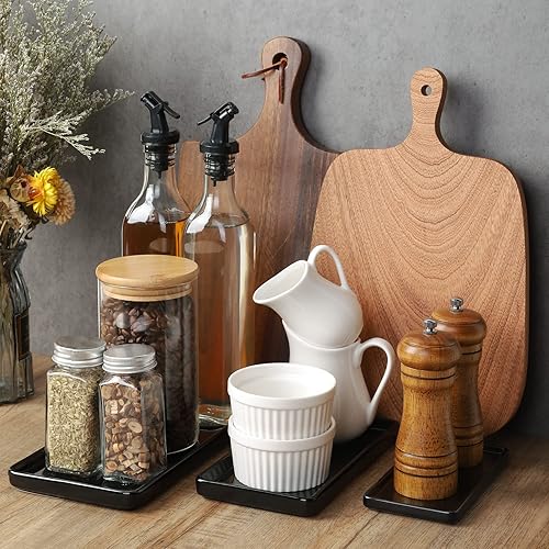 Miniatura 4 de Gurygo Bandejas de baño de 8 pulgadas, bandejas de cerámica para baño, bandeja de cerámica pequeña, bandeja de jabón de cocina para encimera de