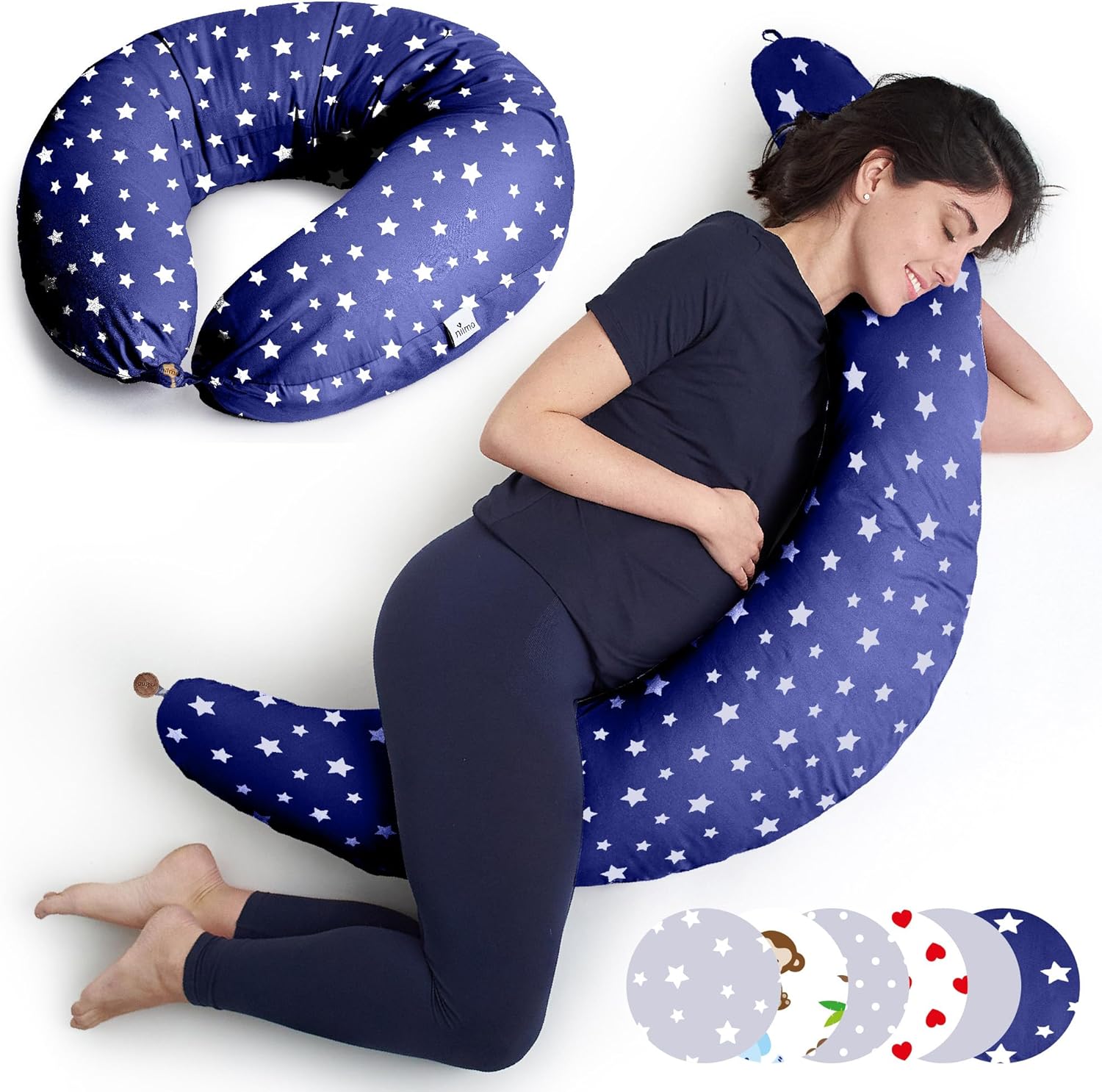 Niimo XXL Pregnancy Pillow & Nursing Pillow 2022 Double Platinum Winner, 100 Cotton Maternity