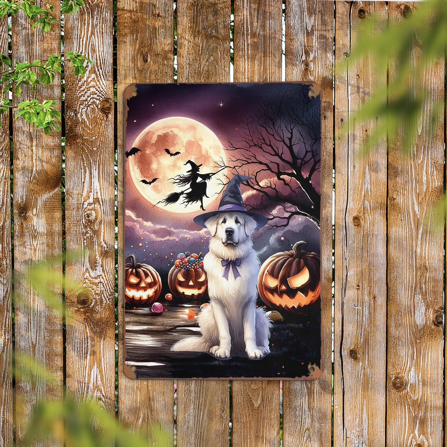 Amazon.com: Spooky Halloween Night Witch Great Pyrenees Glowing