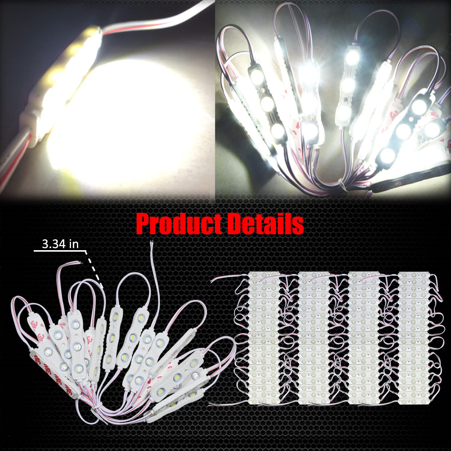 Ampper 12V 300 LEDs Interior Luces Van, LED Luces de techo para Van RV Barcos Caravanas Remolques y Más (100 Módulos, Blanco)