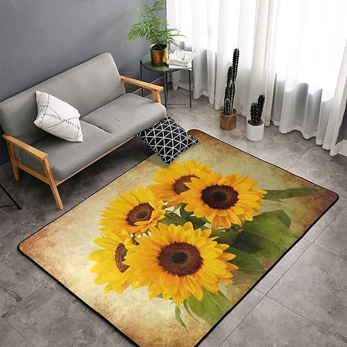Alfombra suave para sala de estar, ramo de girasol, alfombra grande antideslizante, lavable, alfombra de interior para dormitorio, habitación de los