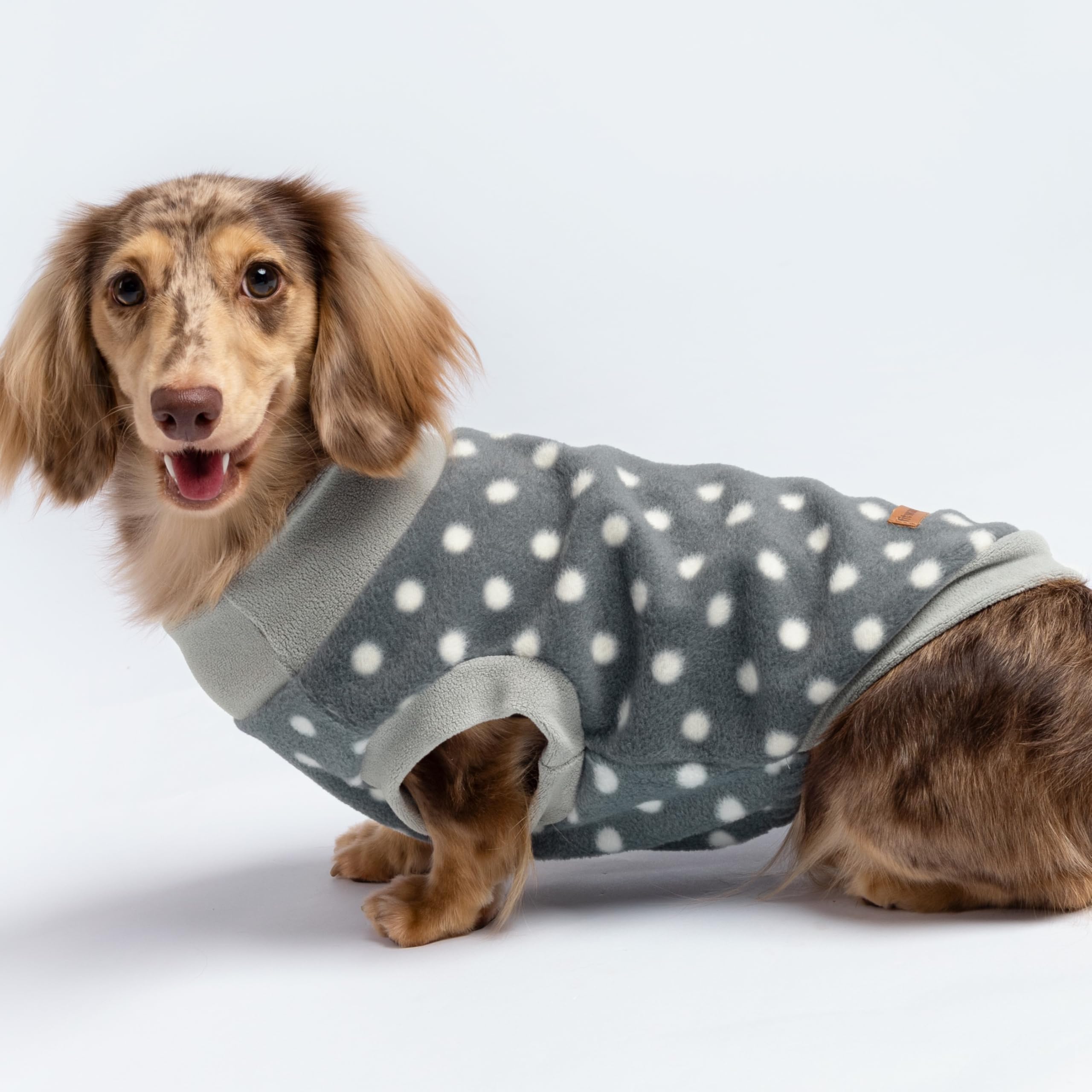 Fitwarm Fleece Polka Dot Dog Sweater, Cozy Dog Winter Clothes for Small Dogs Boy Girl, Dog Cold Weather Fleece Sweater, Doggy Pullover Jacket, Pet Outfit, Light Grey, Dark Grey, White, XXL