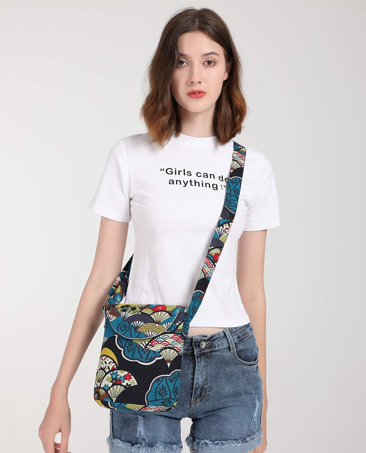 OPQRSTU Women's Retro Small Size Canvas Shoulder Bag Hippie Boho Crossbody Handbag - Image 2