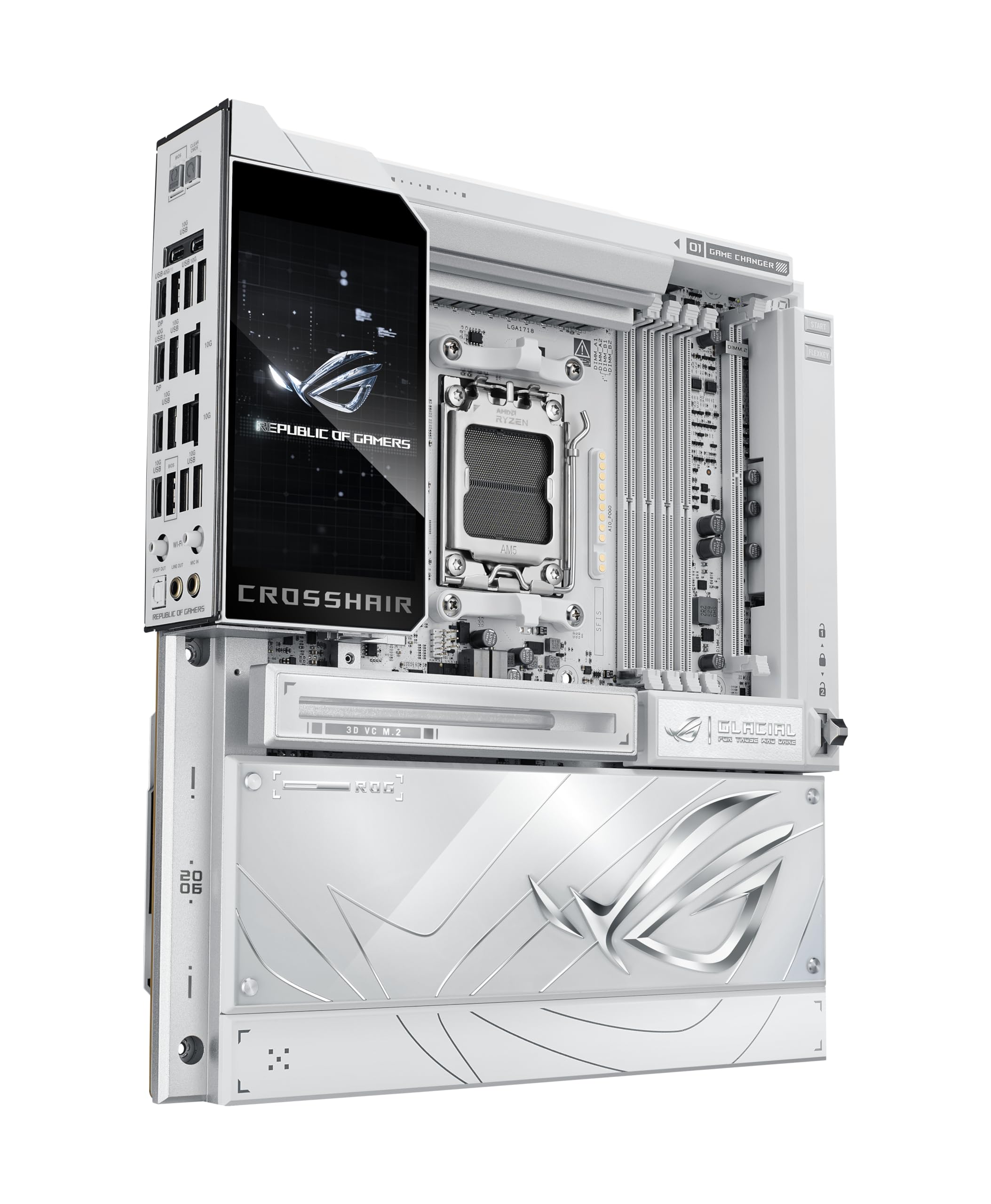 ASUS ROG Crosshair X870E Kühler, AMD E-ATX Motherboard, 24+2+2 Leistungsphasen, DDR5-Steckplätze, zwei PCIe® 5.0 x16 Safe-Steckplätze, sieben M.2-Slots, Dual Realtek 10G Ethernet, AI Cache Boost, Full