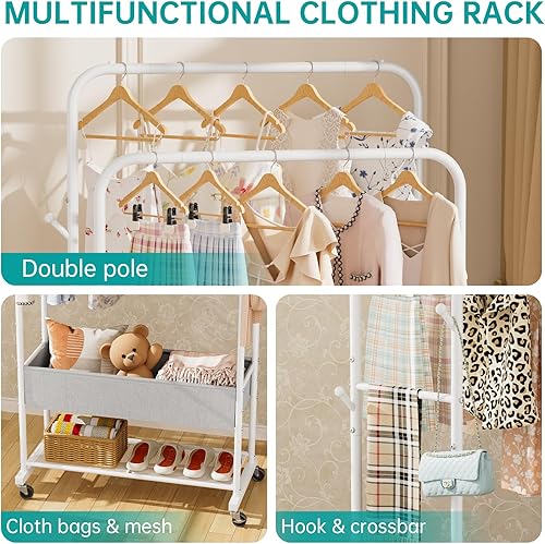 Miniatura 4 de SINGAYE Perchero para Ropa y Abrigos Perchero de Ropa de Metal Independiente para Secar Ropa Perchero Portátil para Lavandería Dormitorio Blanco