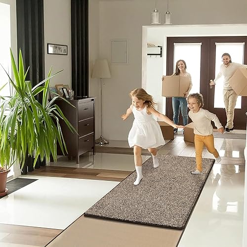 Miniatura 9 de HEBE Tapete para interiores de 36 x 59 pulgadas, tapete para puerta delantera de gran tamaño para entrada, antideslizante, absorbente, para atrapar