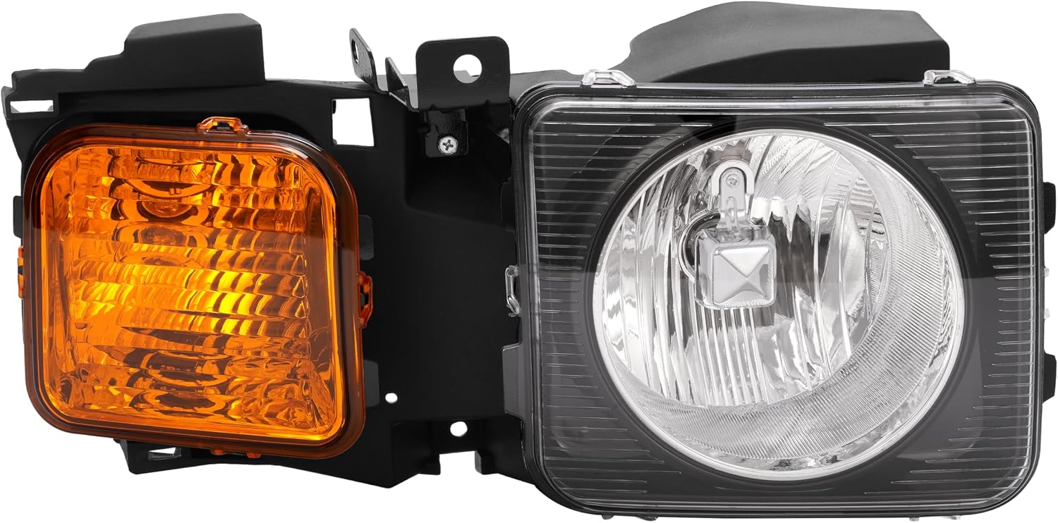 HECASA Right Headlight Compatible with 2006-2010 Hummer H3 H3T Replacement for HU2503100 15951164 3361116RAS GM382B001R Headlamp Front Light Lamp Clear/Yellow Lens - Passenger Side