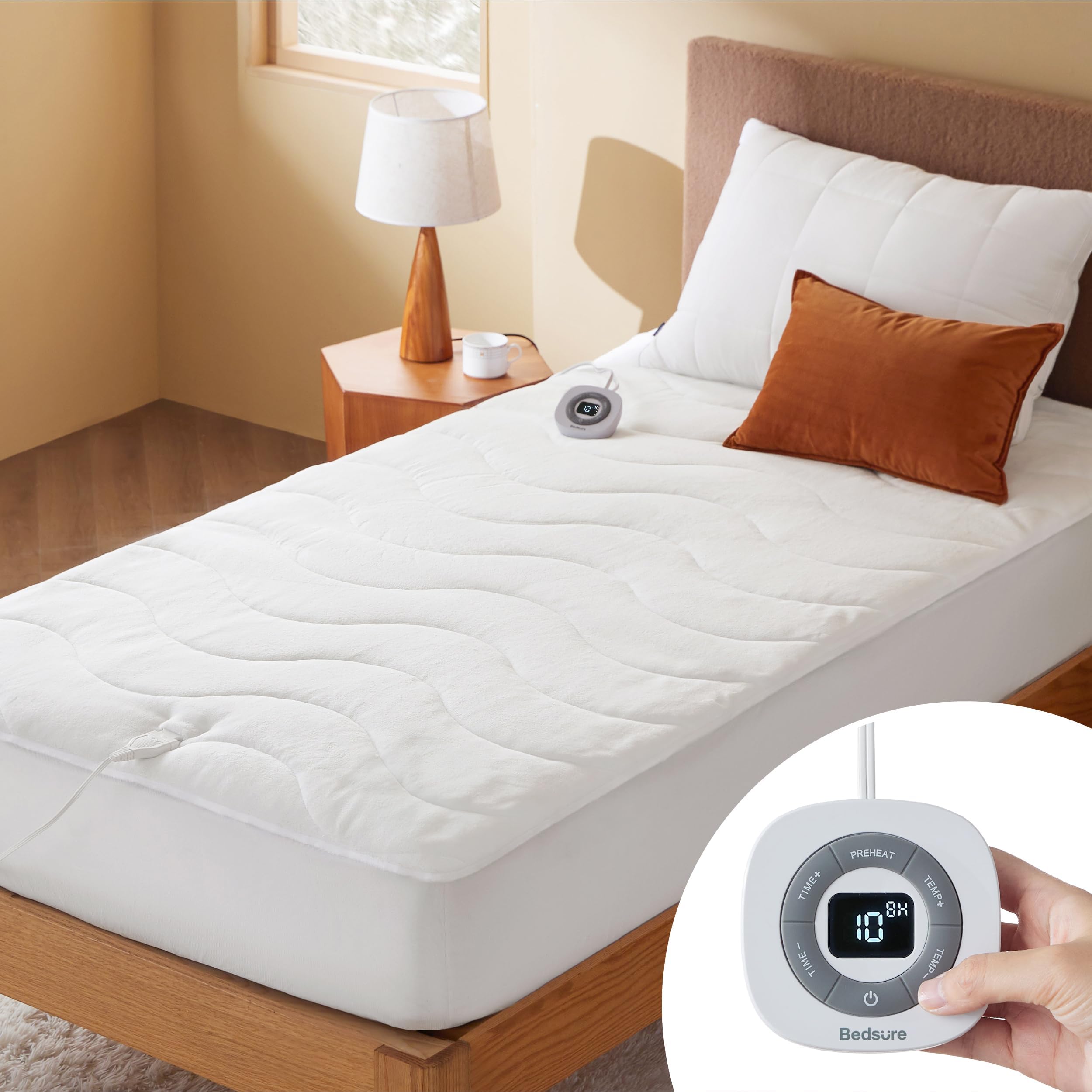 Bedsure Heated Mattress Pad Full - Bed Warmer with Memory & Preheat Functions, 12-Hour Auto Off & 10 Heat Settings, Single Controller, Fast Heating, Coral Fleece Electric Mattress Pad Full, 54"x75"