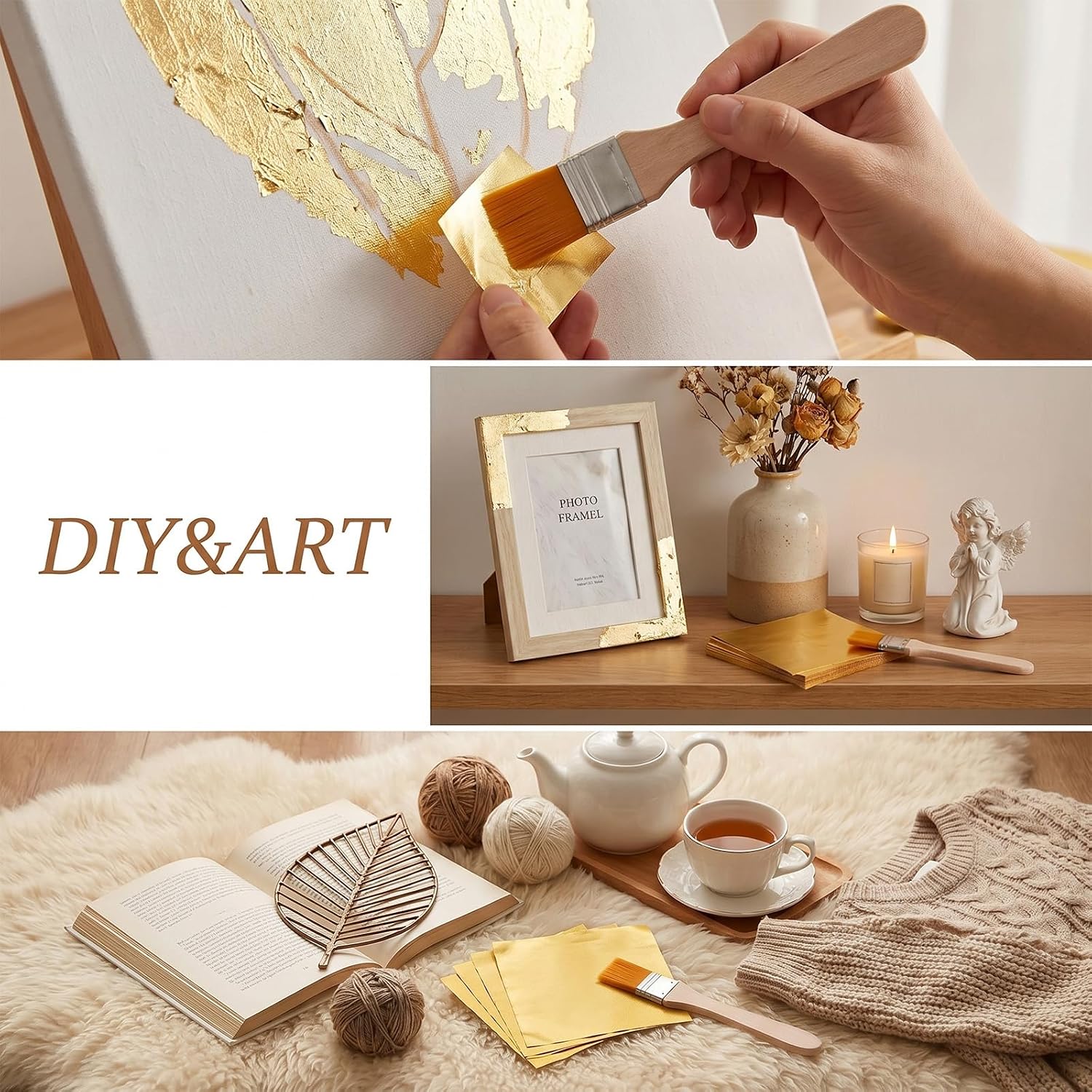 100 Pcs Gold Foil Sheets, Gold Leaf Sheets, 3.94×3.94in/10×10cm