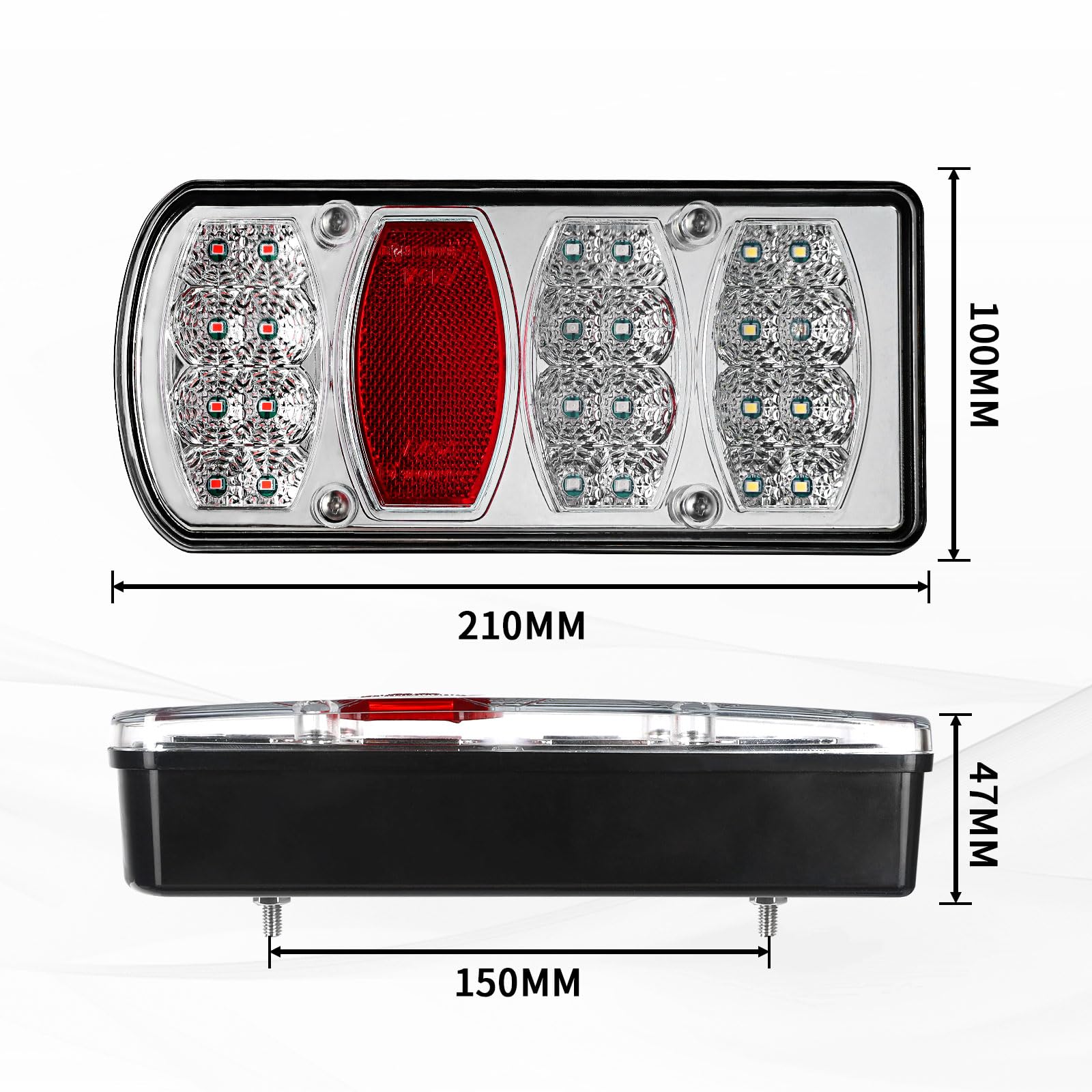 Kit luci posteriori per rimorchio 12V 24V, indicatori di direzione impermeabili Catarifrangente fendinebbia con presa a 13 pin Cavo a 5 conduttori da 5,5 m Certificazione E