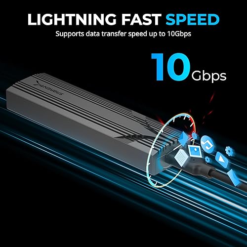 Miniatura 6 de SABRENT Carcasa USB C NVMe, Carcasa SSD M.2 sin herramientas para 2230-2280, adaptador USB 3.2 Gen 2 de 10 Gbps, refrigeración de aluminio, carcasa