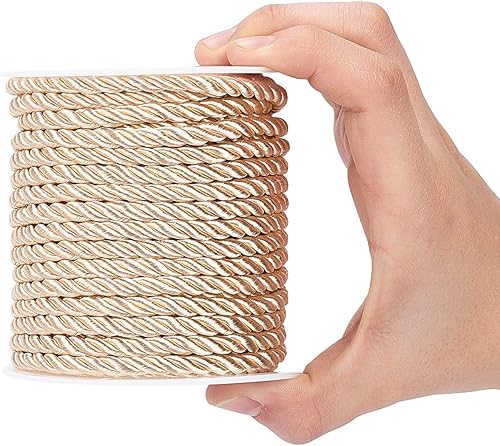 Miniatura 6 de PH PandaHall Cordón trenzado de 0.197 in, cuerda decorativa de seda de poliéster de 3 capas, cordón decorativo de viscosa brillante para