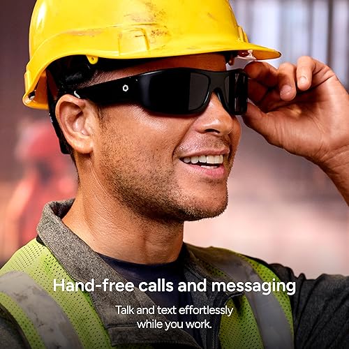 Vista 3 de Gafas de Seguridad Inteligentes Lucyd Armor, Montura TR90, Lentes Adaptables a la Luz, Altavoces de Oído Abierto y Micrófono - ANSI Z87.1