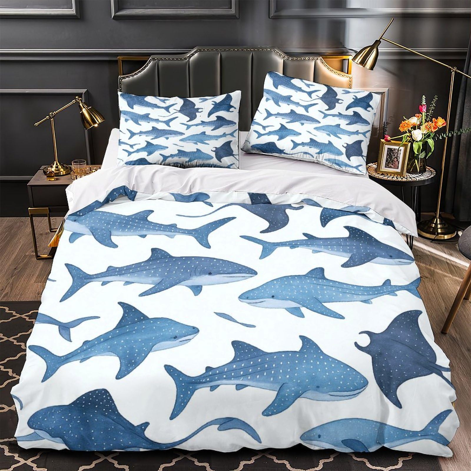 Housse de couette requin-baleine respirante contre la chaleur nocturne
