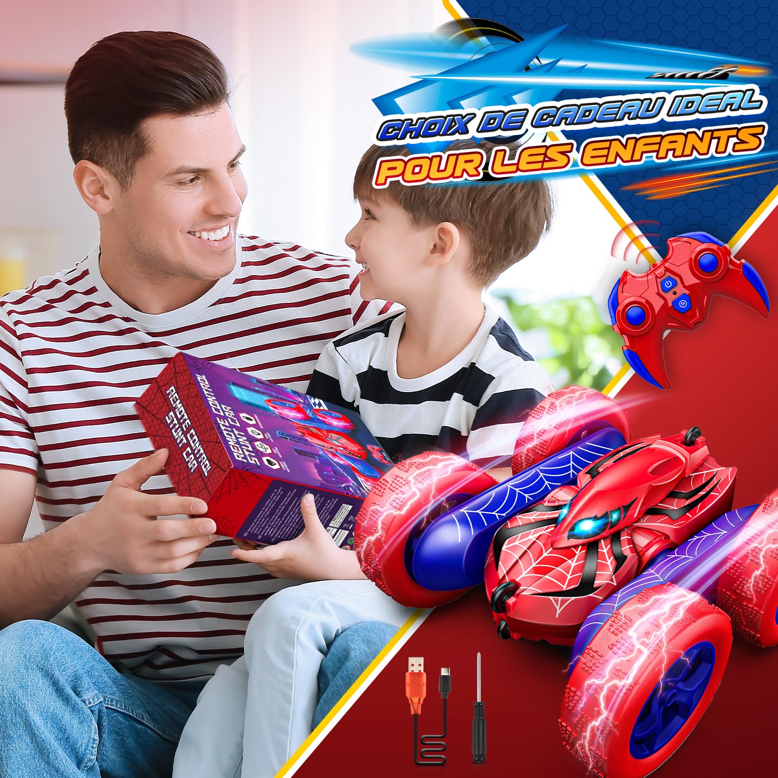 Dreamlandia Voiture Telecommandée Enfant, RC Voiture Radiocommandee Jouet Enfant 3 4 5 6 7 8 Ans Garçon, Cadeau Garcon 3-12 Ans, Jouet Garcon 3-8 Ans - Cadeaux de Noël