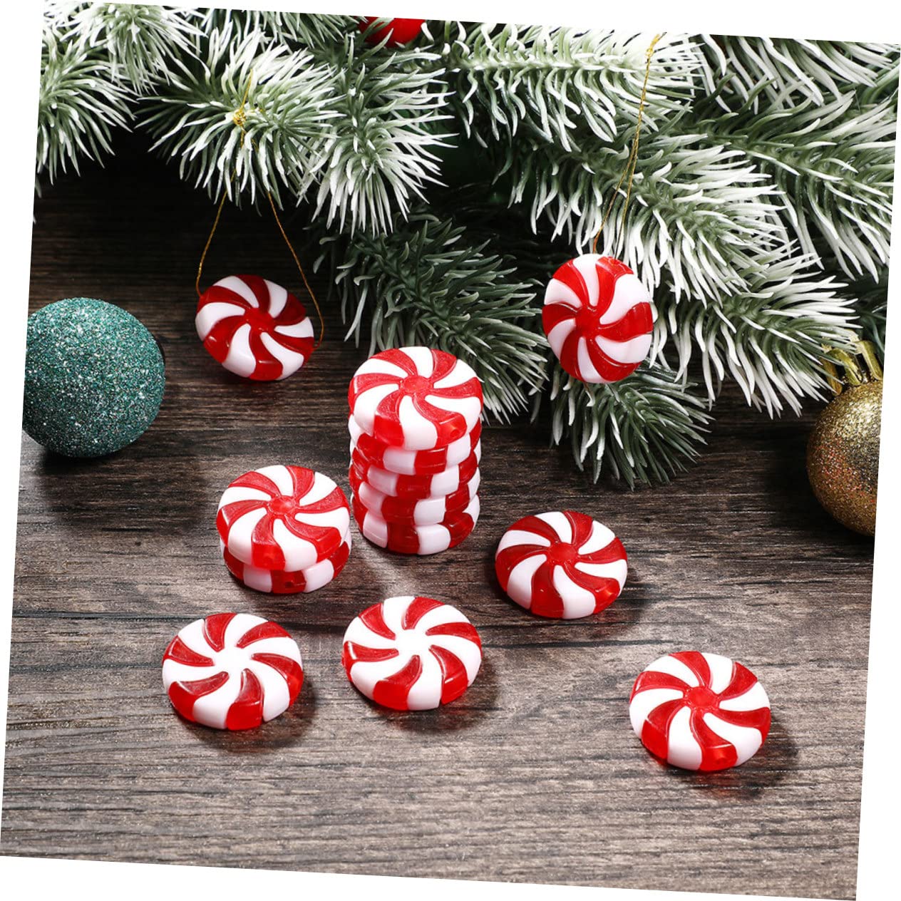 ABOOFAN 5 Sätze Süßigkeiten-weihnachtsdekorationen Süßigkeiten Christbaumschmuck Weihnachtsbaum Süßigkeiten Weihnachtssüßigkeiten-DIY- Weihnachtslichter Rot Acryl 50 Stück * 5