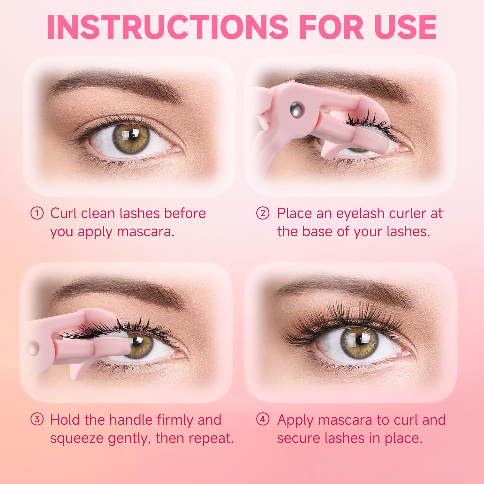 CCbeauty Eyelash Curler,Plastic Eye lash Curler Wide Angle Lash Curler with Replacement Pad Professional Eyelash Curling Clip Makeup Tools for Women(Pink) - Image 4