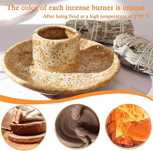 Miniatura 4 de Quemador de incienso 5 en 1, soporte para palitos de palo, incienso de cerámica hecho a mano, soporte para incienso para cenizas, bandeja de