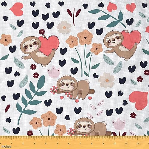 The Yard - Linda tela de perezoso para niños, 1 yarda, tela de tapicería de animales de dibujos animados para sillas para niños y niñas, tela Kawaii