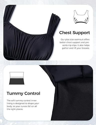 Miniatura 4 de Wantdo - Traje de baño de una pieza para mujer talla extra traje de baño con falda traje de baño cubierto