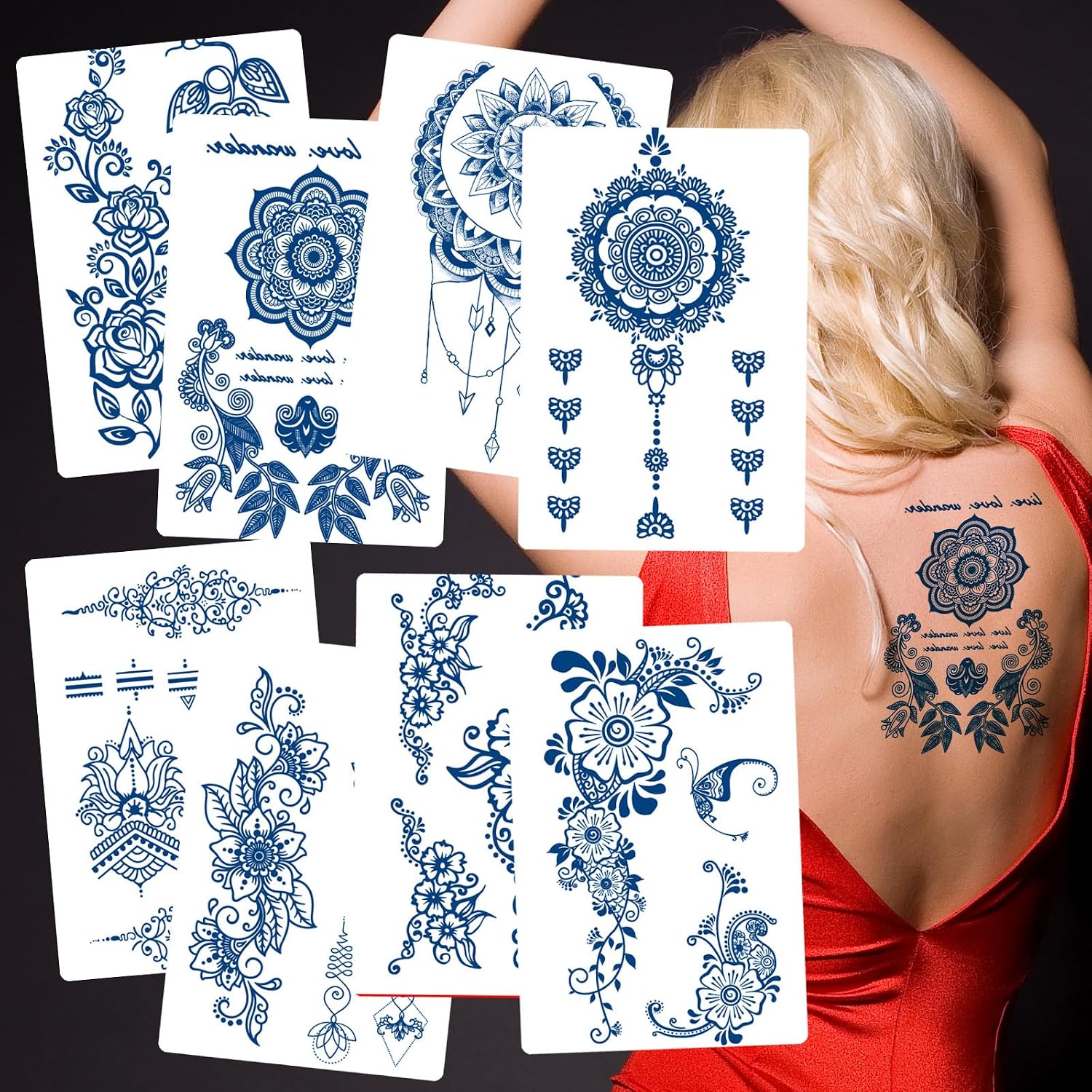 Kotbs Semi Permanent Henna Tattoo Stickers – Waterproof & Long Lasting