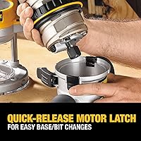 Vista 6 de DEWALT Enrutador, Kit de base fija / arrugado, velocidad variable, inicio suave, 2-1 / 4-HP (DW618PKB)