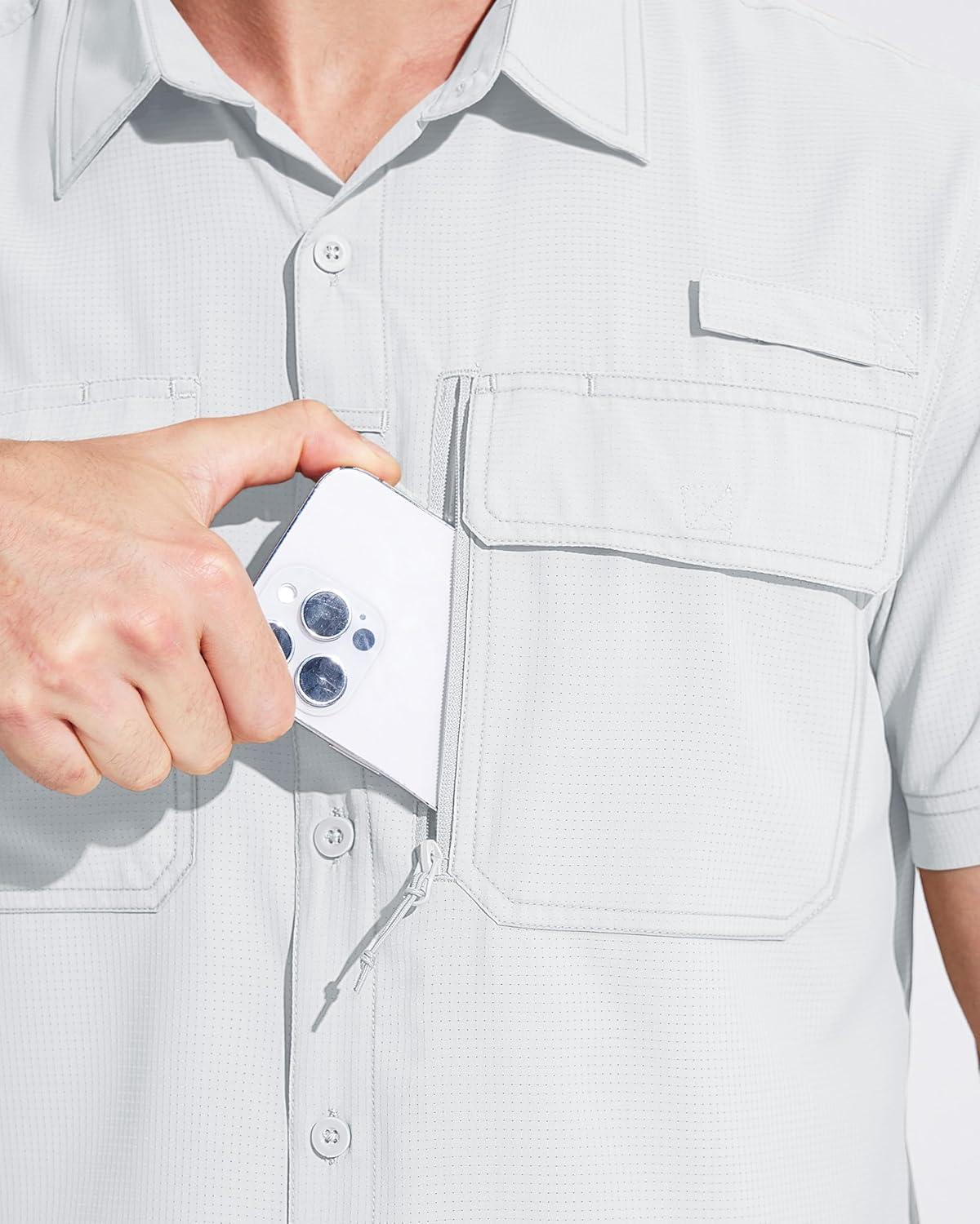 MAGCOMSEN Men's Fishing Shirts UPF 50+ Short Sleeve Sun Protection Shirts Quick Dry Cooling Button Down Shirt Hiking Safari - Image 2