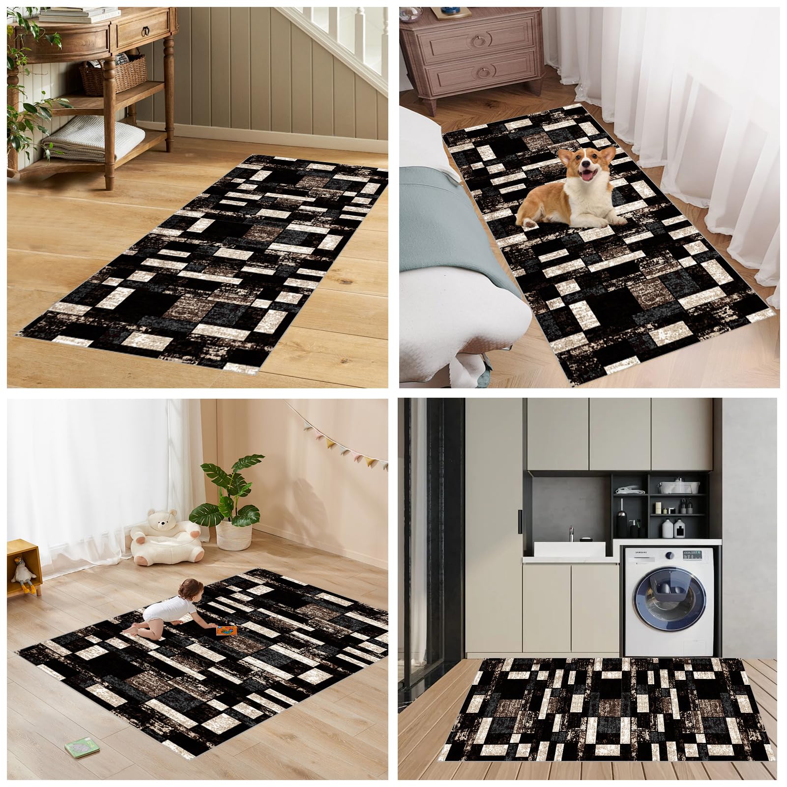 Tappeto Passatoia Corridoio 90 x 240 cm Lungo Antiscivolo Tappeto da Cucina Tappeto Corridoio Ingresso Lavabile in Lavatrice Tappeti Passatoia Corridoio per Porta Lavanderia Camera da Letto