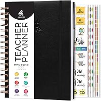 Clever Fox Undated Teacher Planner Spiral - Lesson Plan Book with Calendars, Stickers & Student Organizers for Classroom & Homeschool (Black, 7.9x10")