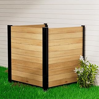 Outdoor Privacy Screen Wood Panel for Outside, Air Conditioner Fence 3 Panel 42'H ×38'W Wood Outdoor Privacy Wall, Pool Equipment Enclosure, Trash Can Enclosures, Black Aluminum Fence Post