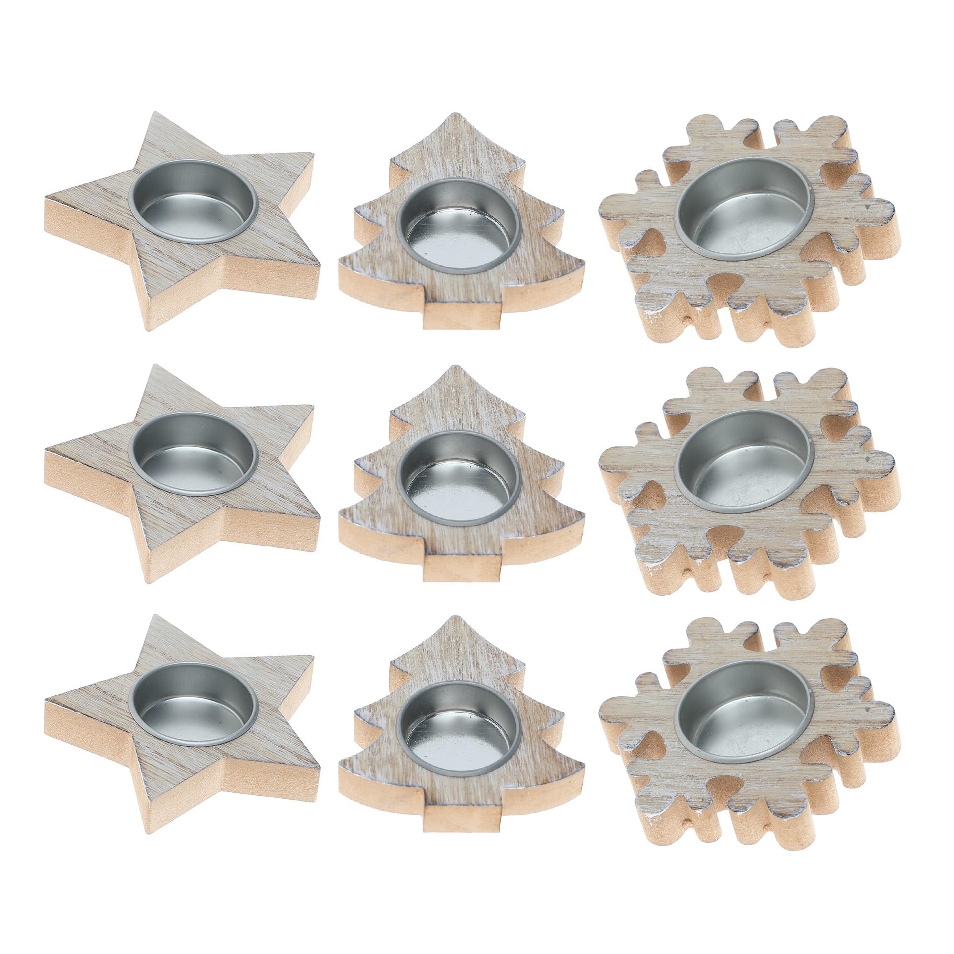 Paquete de 9 candelabros de Madera, candelabros de Madera para Velas de té, Soporte para Velas de candelita, candelabros para decoración de Mesa navideña