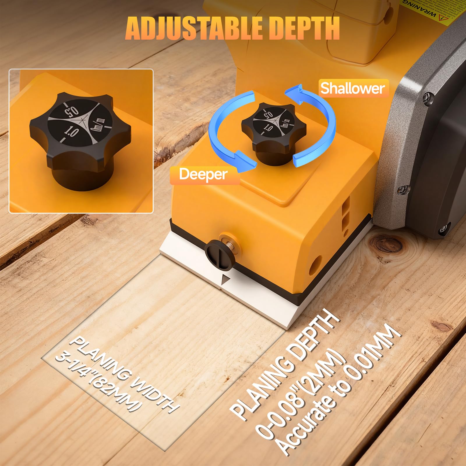 Pialla manuale senza fili per batteria De-walt da 20 V, pialla elettrica per legno da 8,6 cm, 15000 giri/min, con regolazione della profondità e blocco di sicurezza, pialla portatile con motore