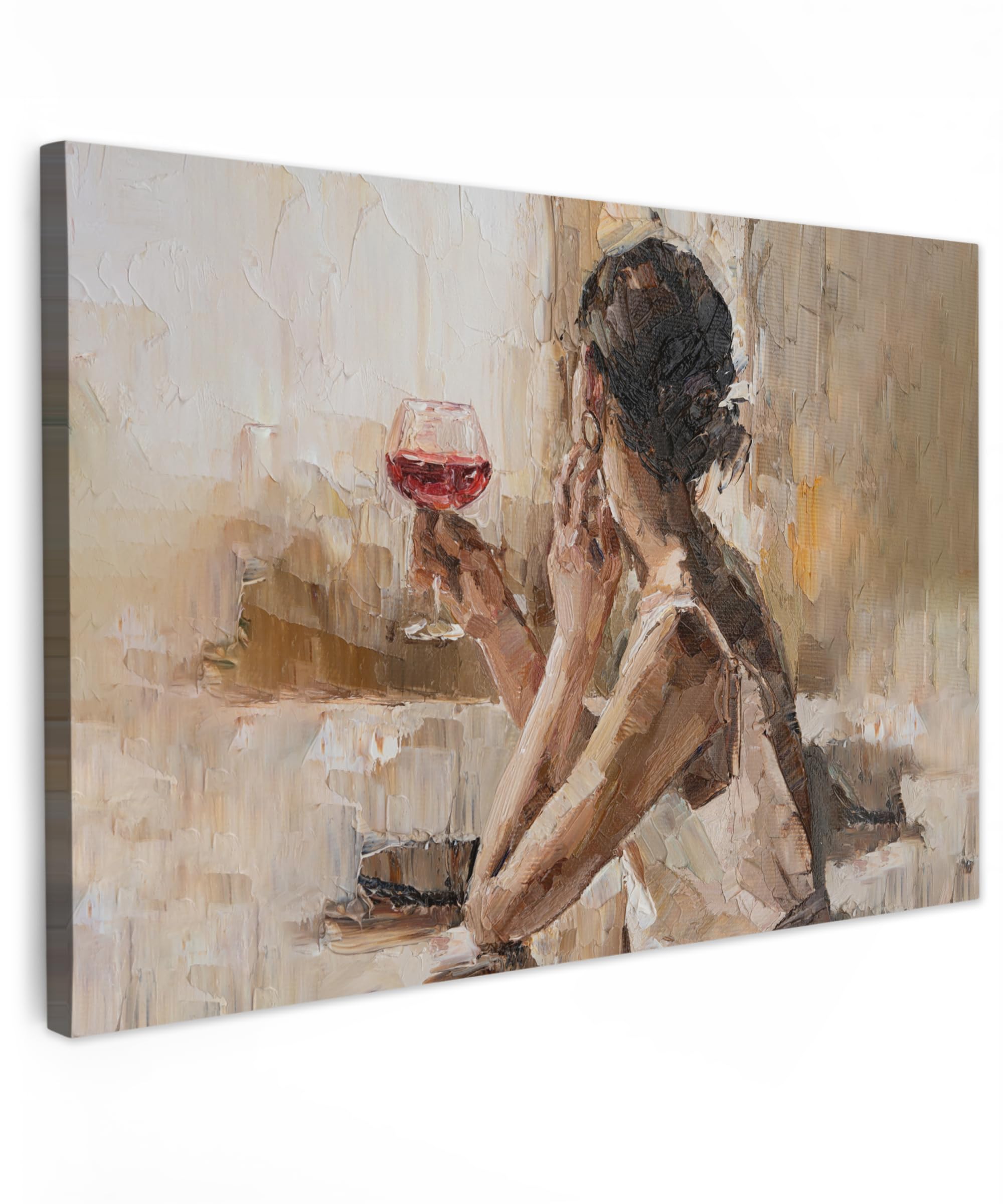 Muchowow Oil Painting - Woman Muchowow© Canvas Wall Art Work 35"X24" / 90X60 Cm Room Decor Painting Wallfillers Picture Decoration Prints - Wine