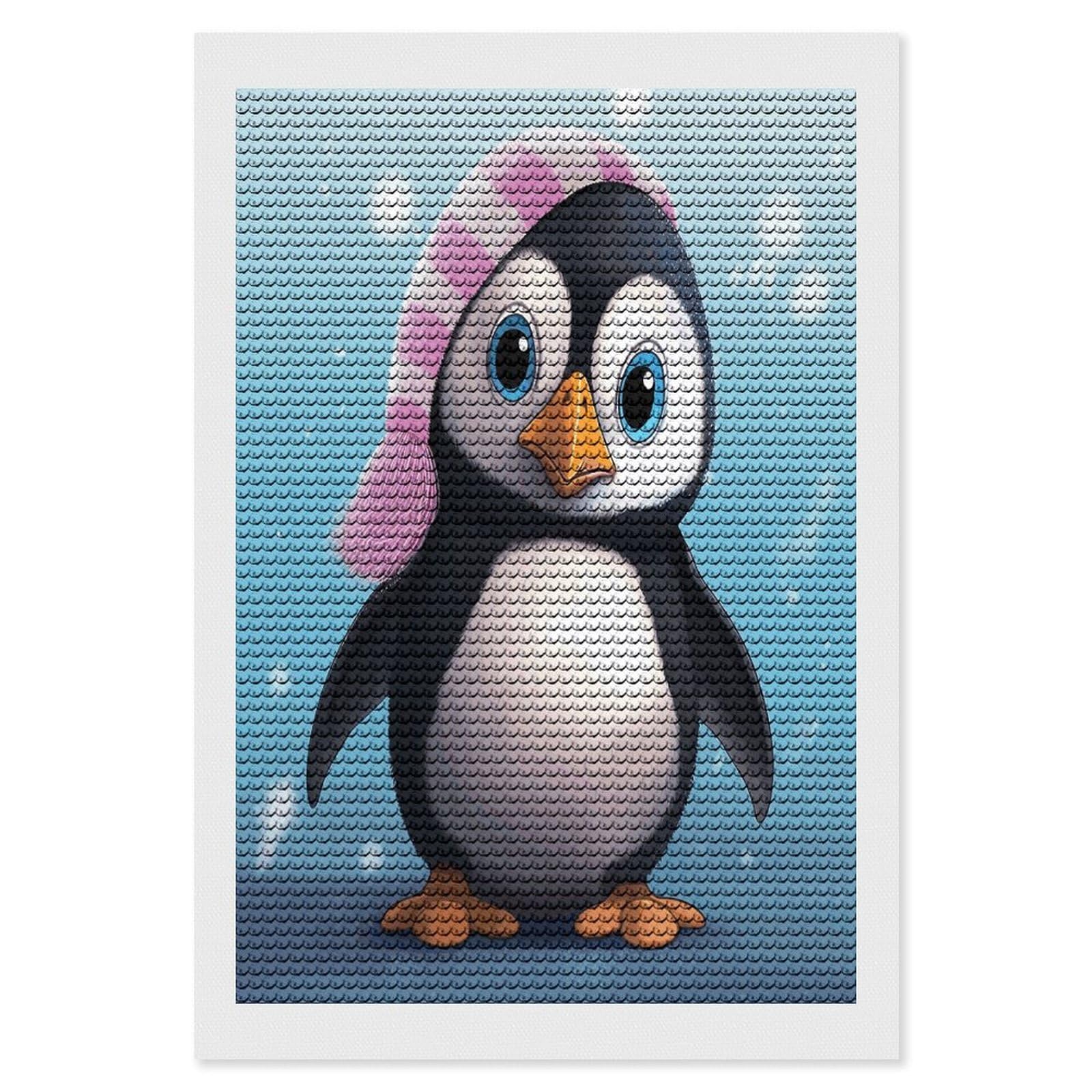 JTREHY Lovely Penguin Diamond Art Kits Personalized DIY Round Diamond Painting Kits for Beginner Full Drill Diamonds Dots Paintings for Adults Gem Art Crafts Home Decor