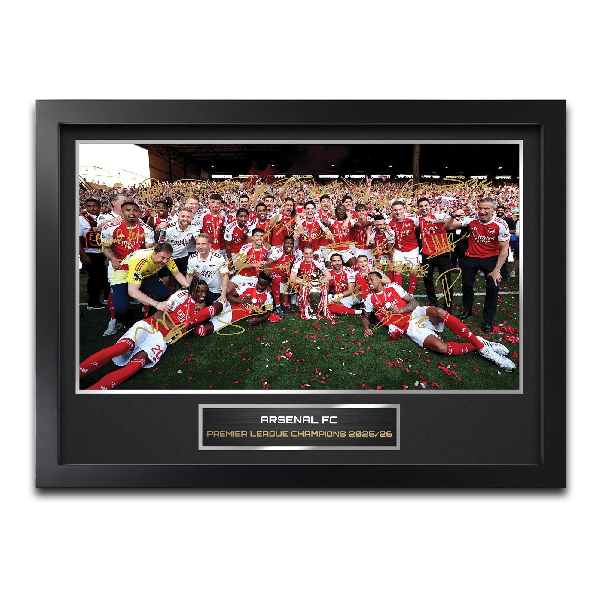 Memorabilia Hub Arsenal Premier League Champions 2025/26 Team Photo Signed Squad Display Framed Football Memorabilia Title Winners Gift for Gunners Fans A3 Framed