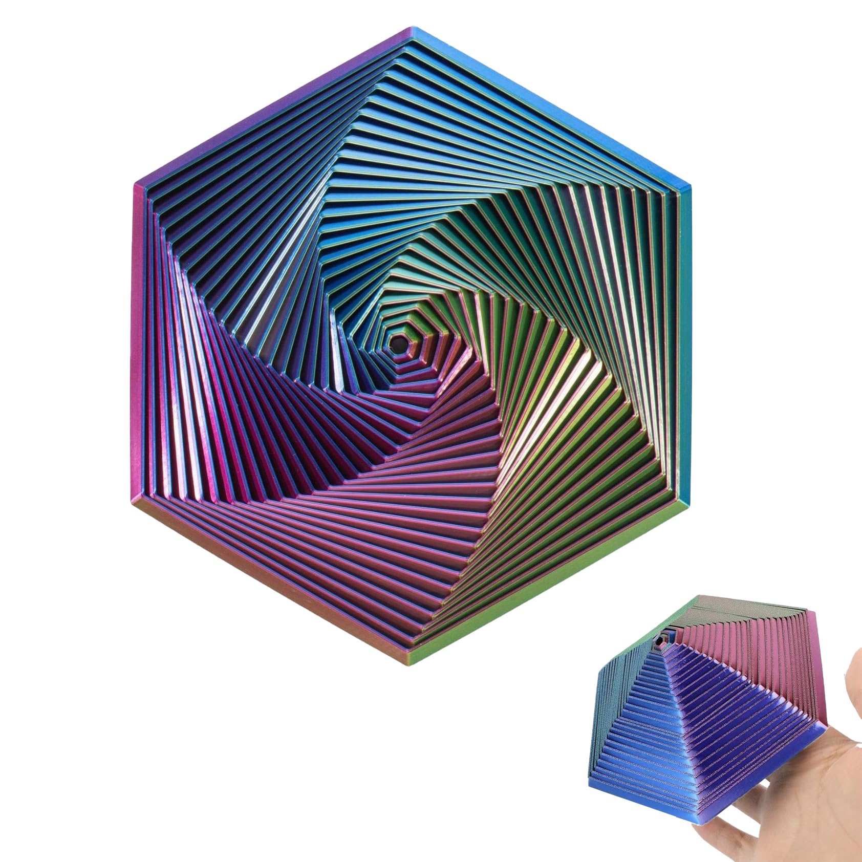 3D Printed Hexagon Fidget Toy, Spiral Sensory Toy for Stress Relief & Anti, Anxiety