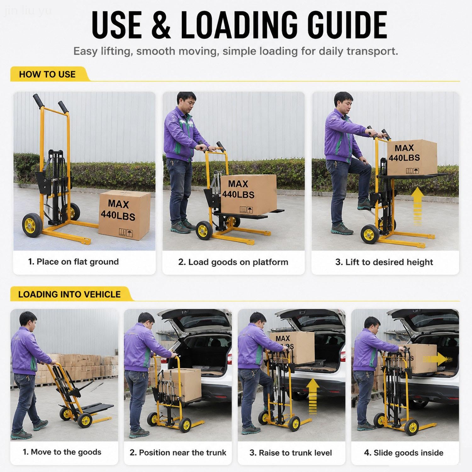Apilador Plataforma Rodante de Transpaleta Mesa de Elevación Elevador Manual Carretilla Elevadora Manual Elevadores de Material Sistema de Elevación con Pedal Capacidad 200 Kg