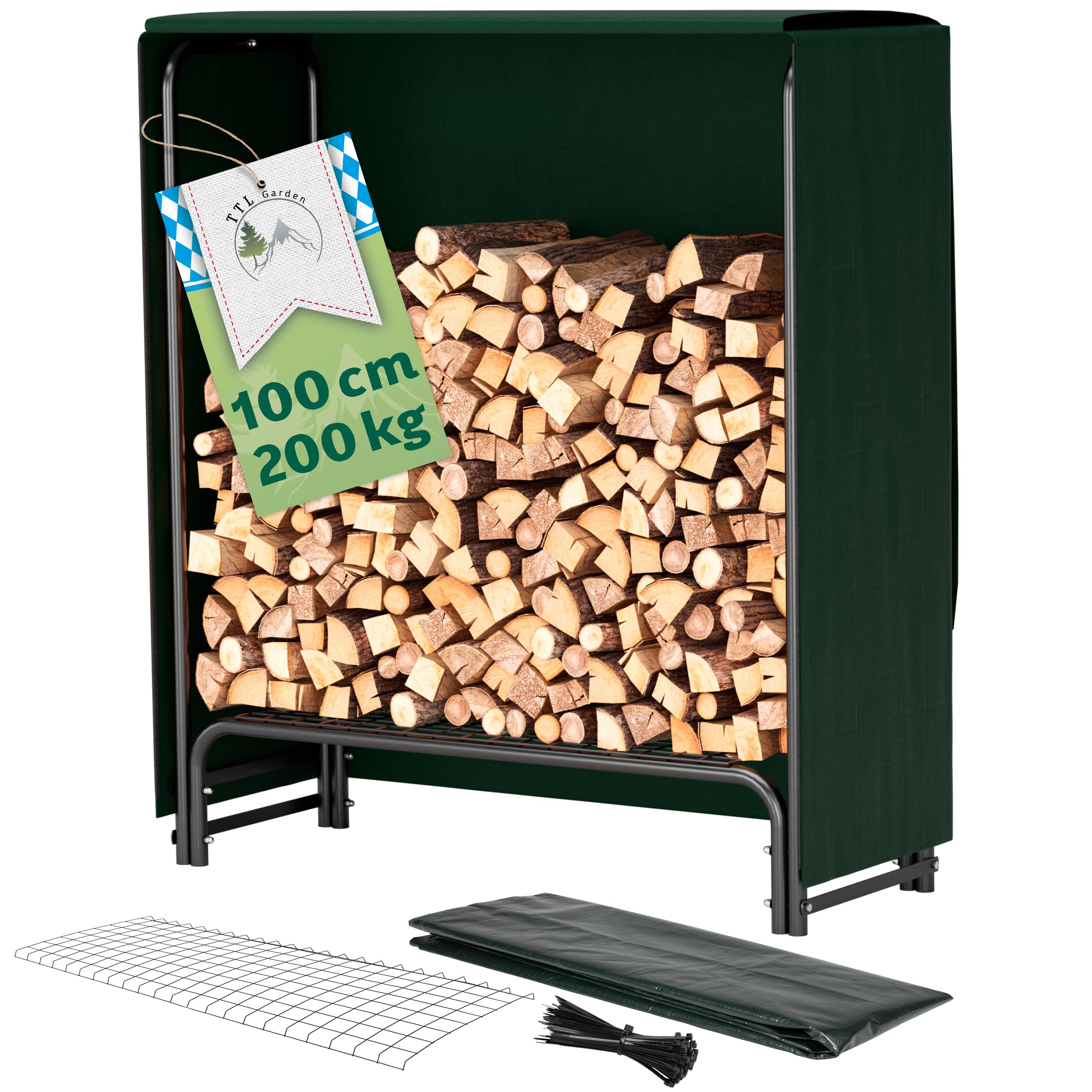 Mensola per legna da ardere S 100x36x116 cm czarna z pokryciem stalowa do 200 kg